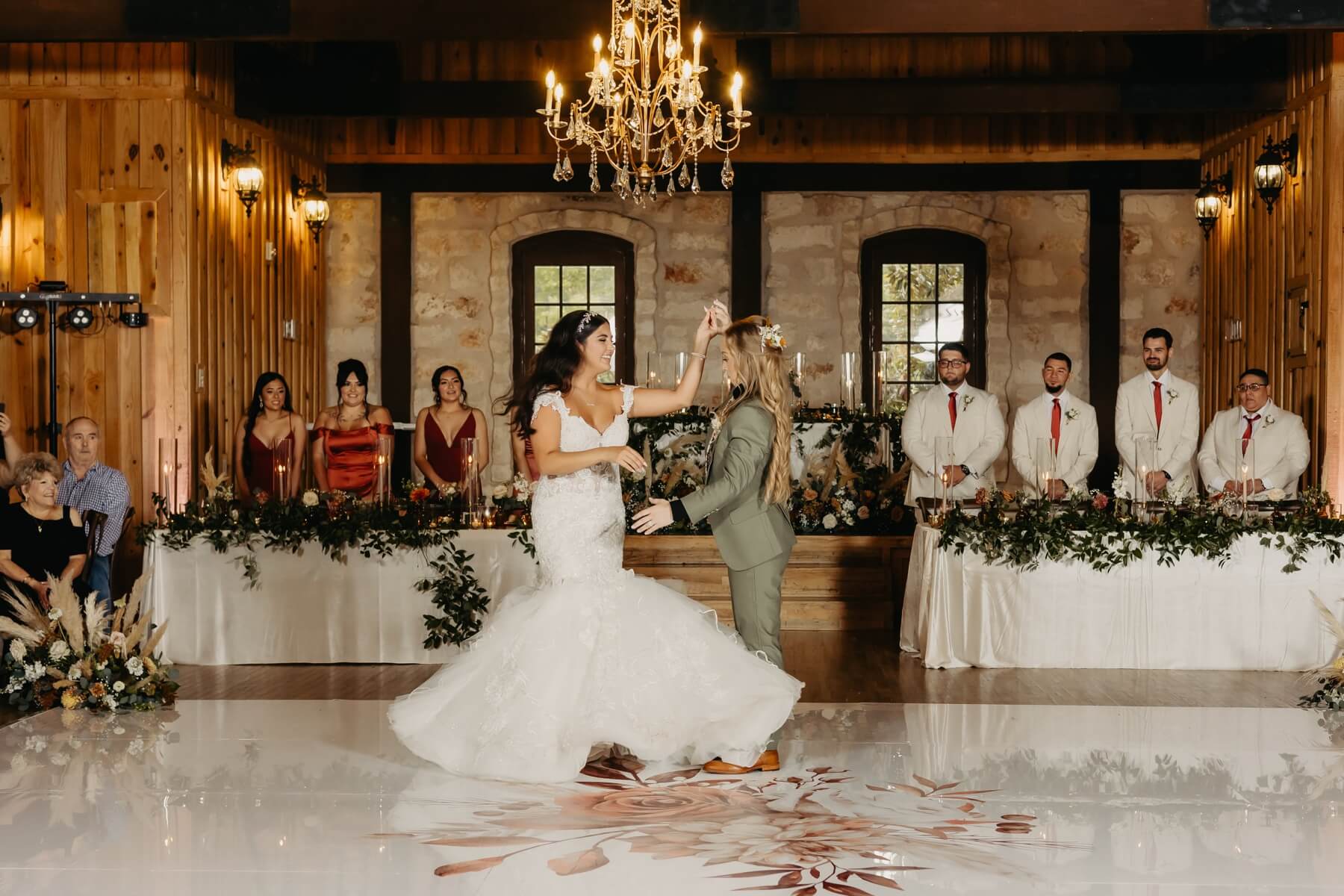 Couple dancing during first dance at The Springs McKinney Stone Hall