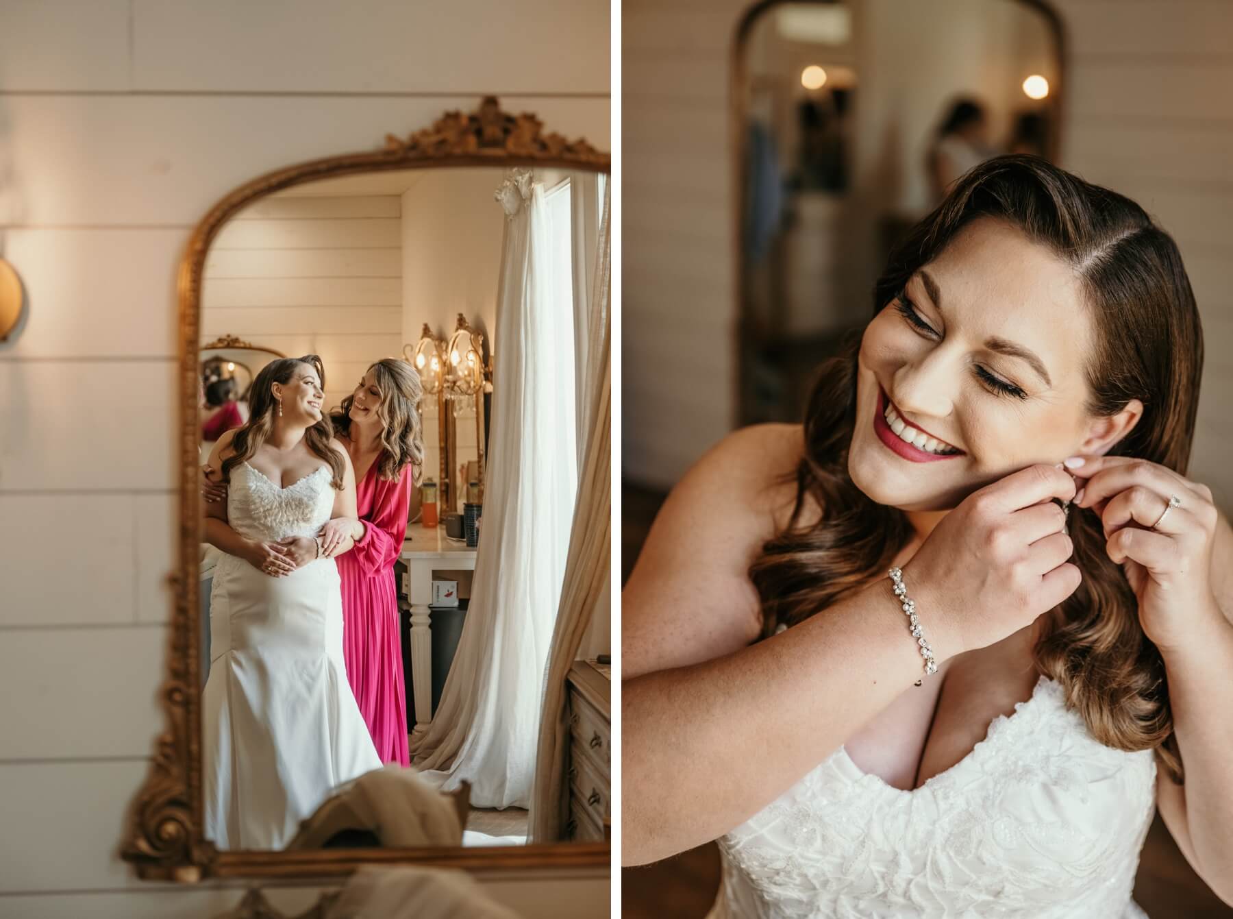 Bride getting ready at The French Farmhouse Venue