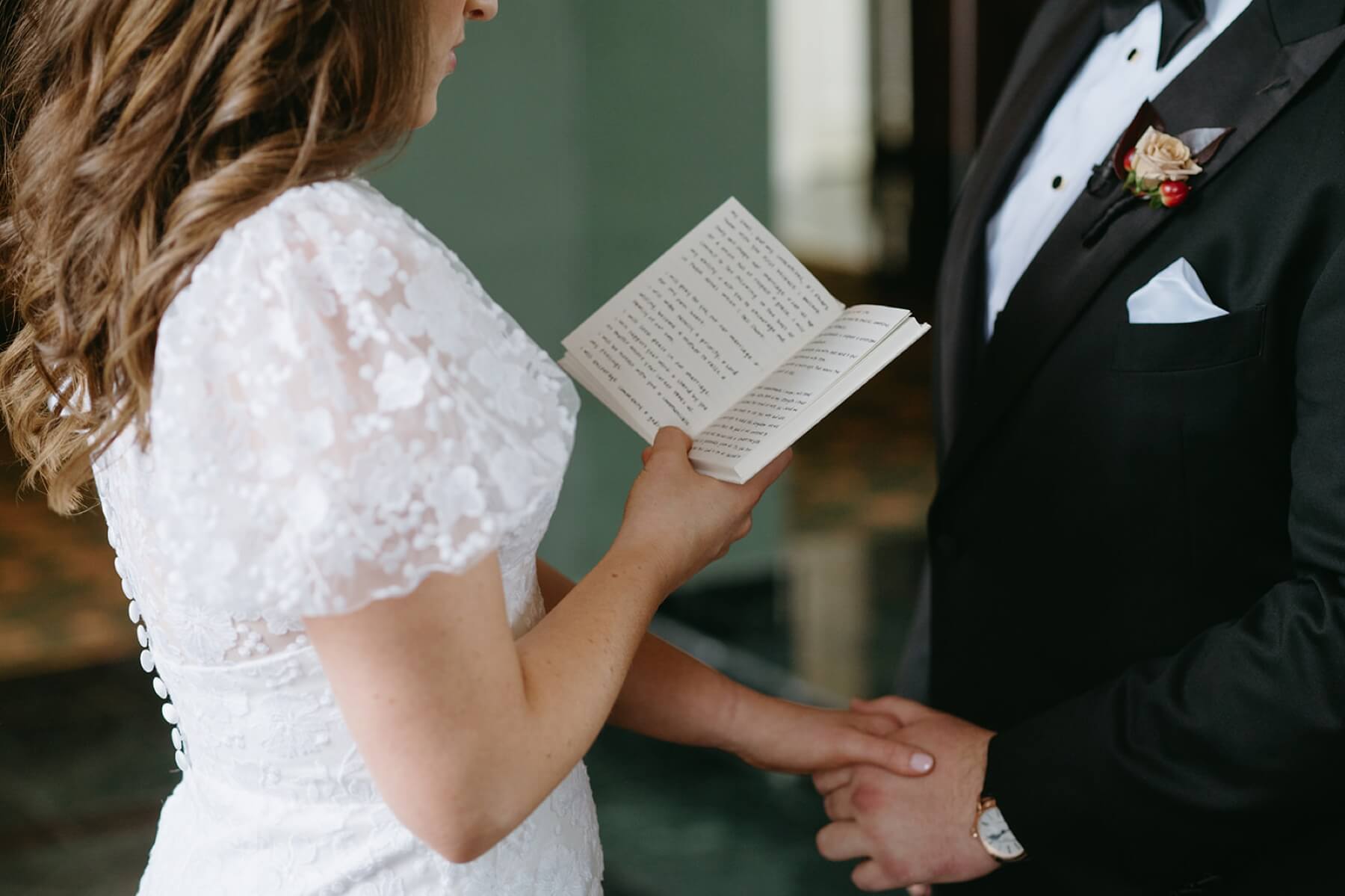 Bride and groom exchanging private vows at the Fort Worth Club