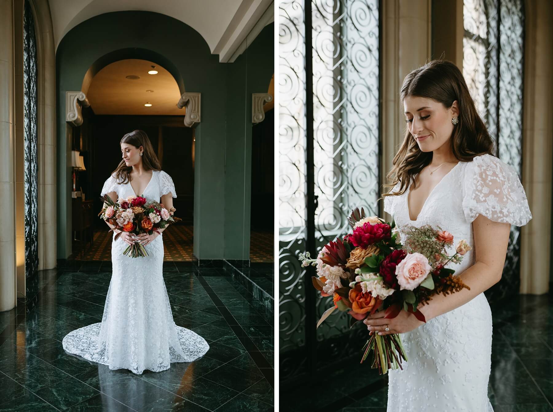 Bride in hall of the Fort Worth Club